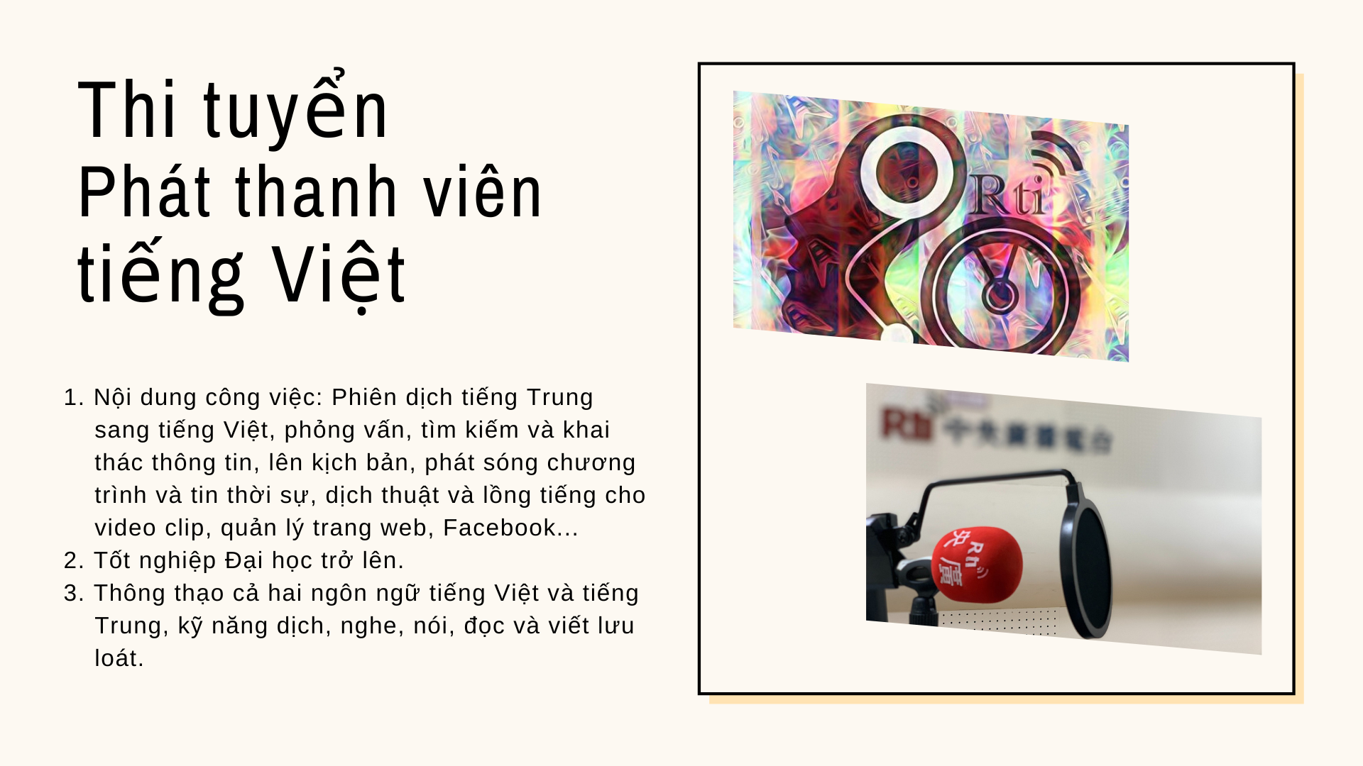 Thi tuyển Phát thanh viên Tiếng Việt