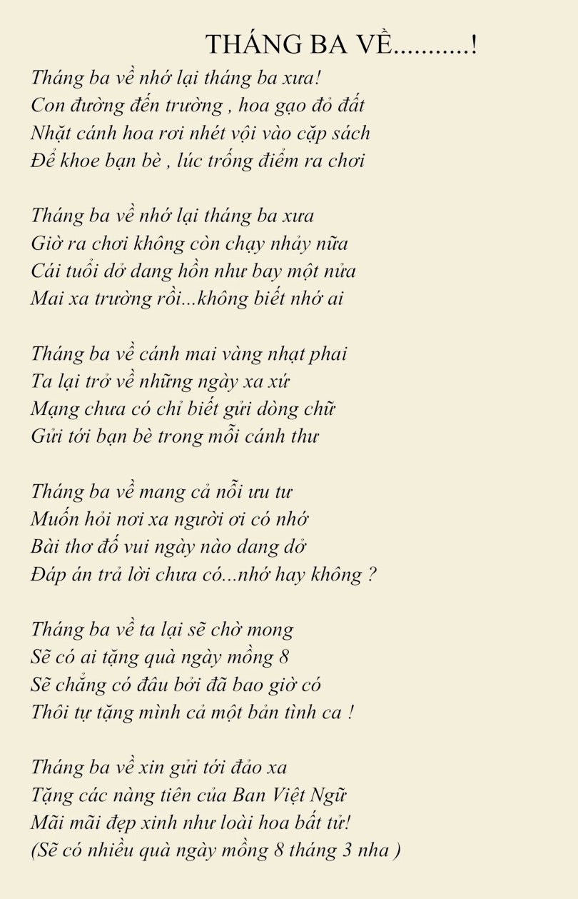 Tháng ba về
