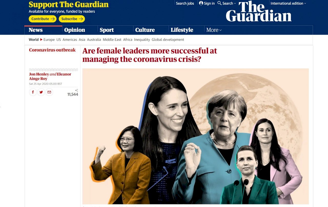 Báo The Guardian khen ngợi các nhà lãnh đạo nữ chống dịch thành công, trong đó có tổng thống Thái Anh Văn